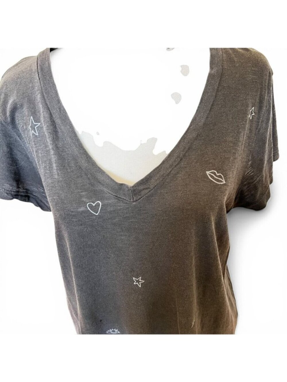 Anthropologie Sundry Womens Sz M Gray V-Neck Pima Cotton Boho Soft Grunge - Picture 5 of 10